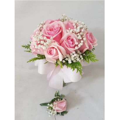 Bouquet de Noiva 12 Rosas Róseo