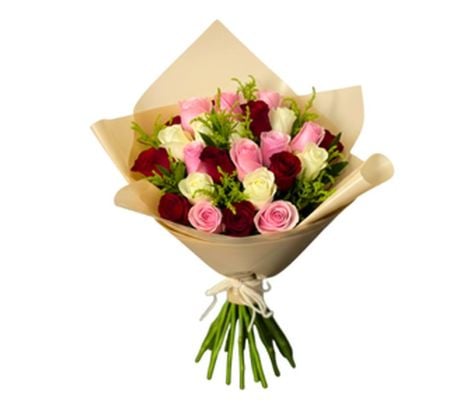 Buquê 24 Rosas três Cores