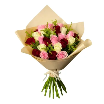 Buquê 24 Rosas três Cores