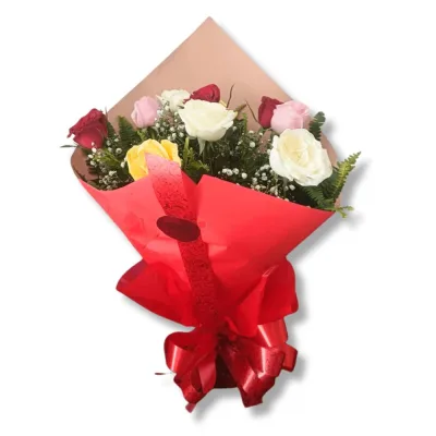 Buquê Arco-Íris de Rosas