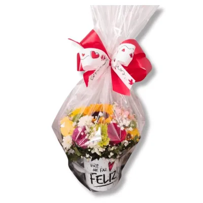 Caneca de Flores Você Me Faz Feliz