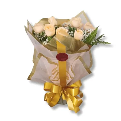 Buquê Dourado de Rosas Champagne