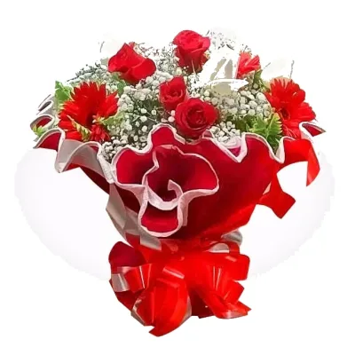 Ramalhete Especial de 06 Gérberas e 09 Rosas